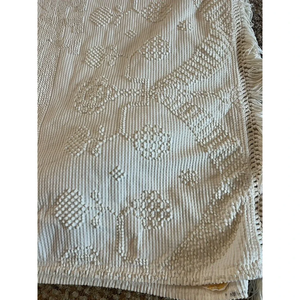 Vintage Bates George Washington Blanket Floral Bedspread Popcorn French USA
